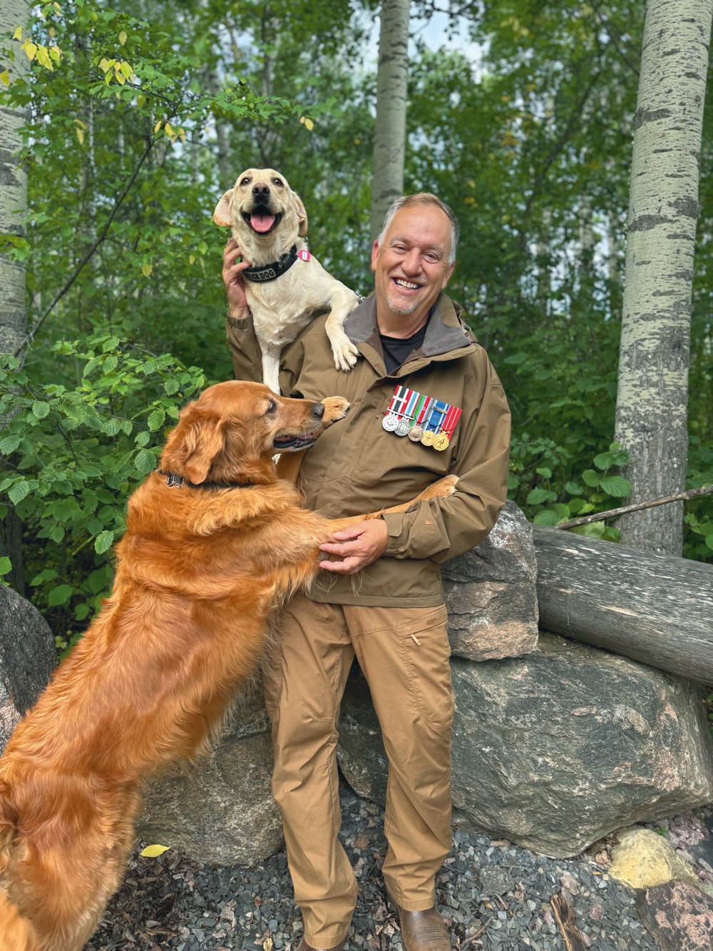 John Dugas helps with service dogs.
