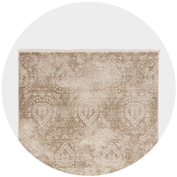 Beige patterned fabric circle with paisley designs