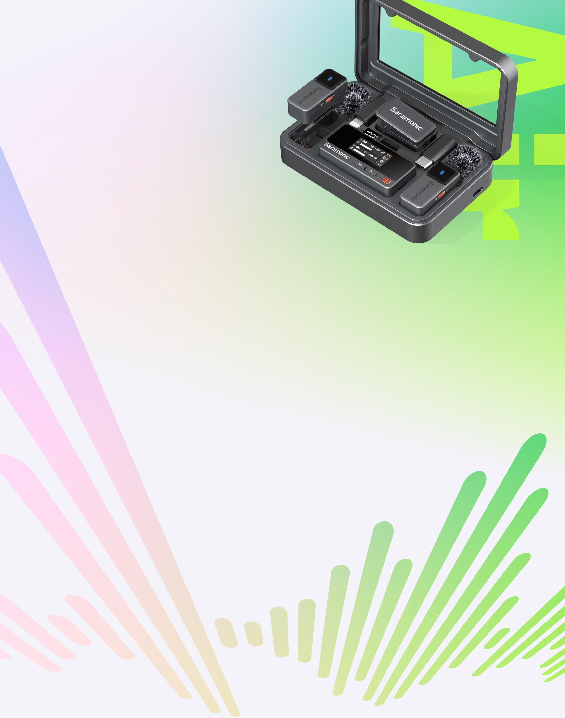 Retro cassette player on a colorful gradient background with abstract lines
