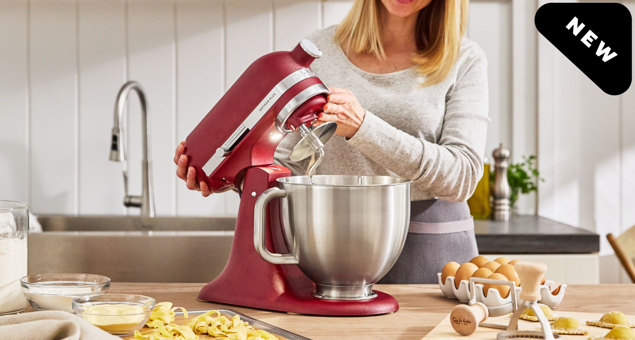 KitchenAid Artisan Plus stand mixer with built-in bowl light