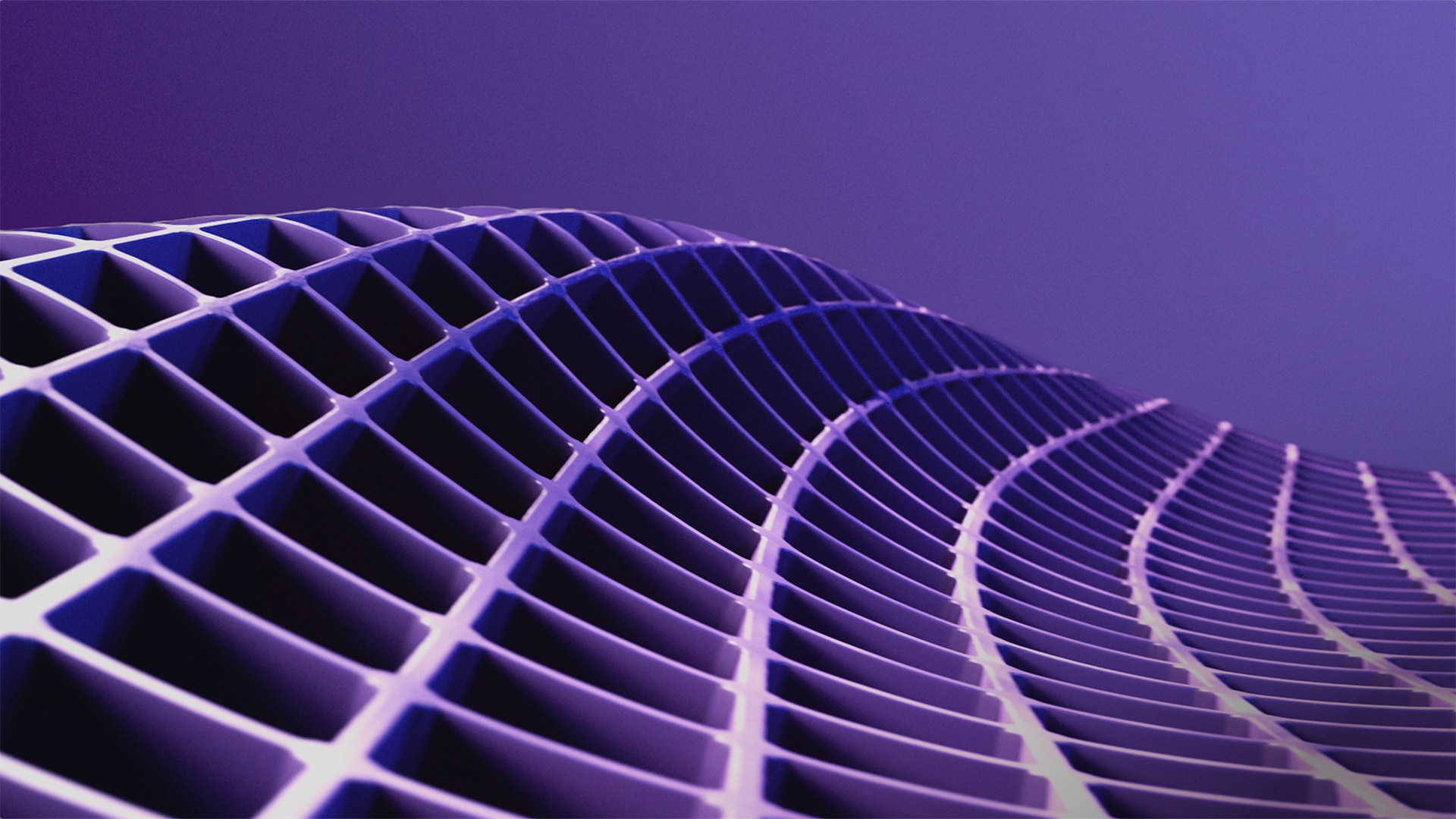 Abstract low-angle view of Purple GelFlex grid against a purple background