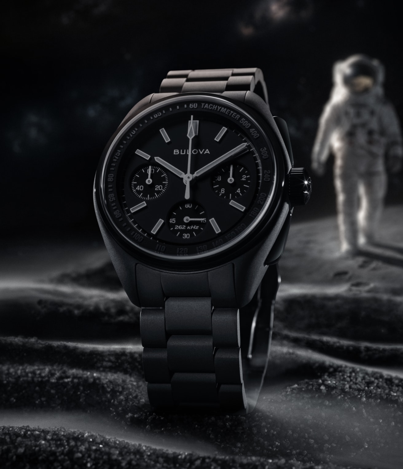 Black Dial Stainless Steel Bracelet Lunar Pilot Black Hole 98A335