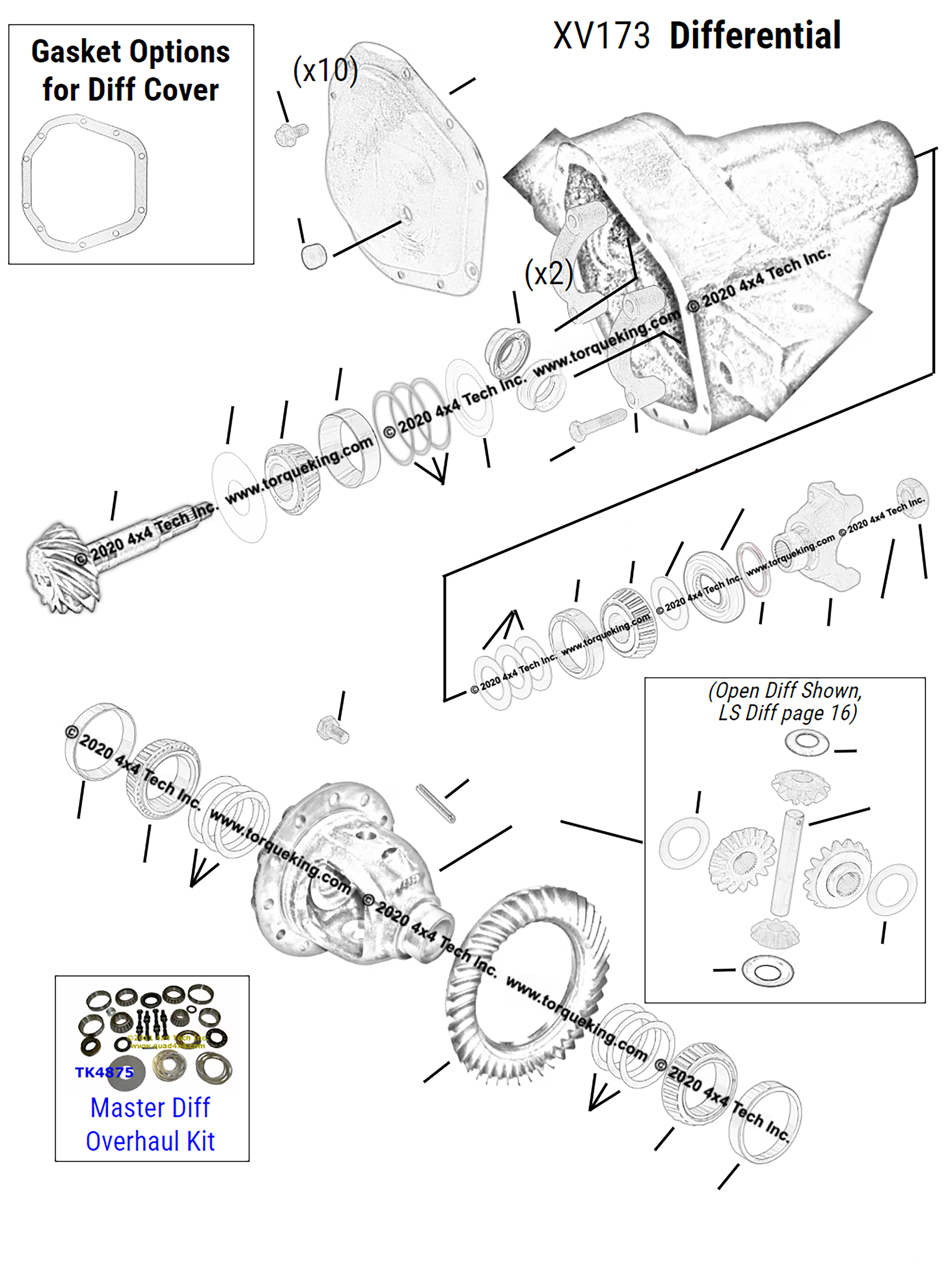 XV1008 1978-1979 Ford F250, F350 Dana 60 Front Axle Exploded View
