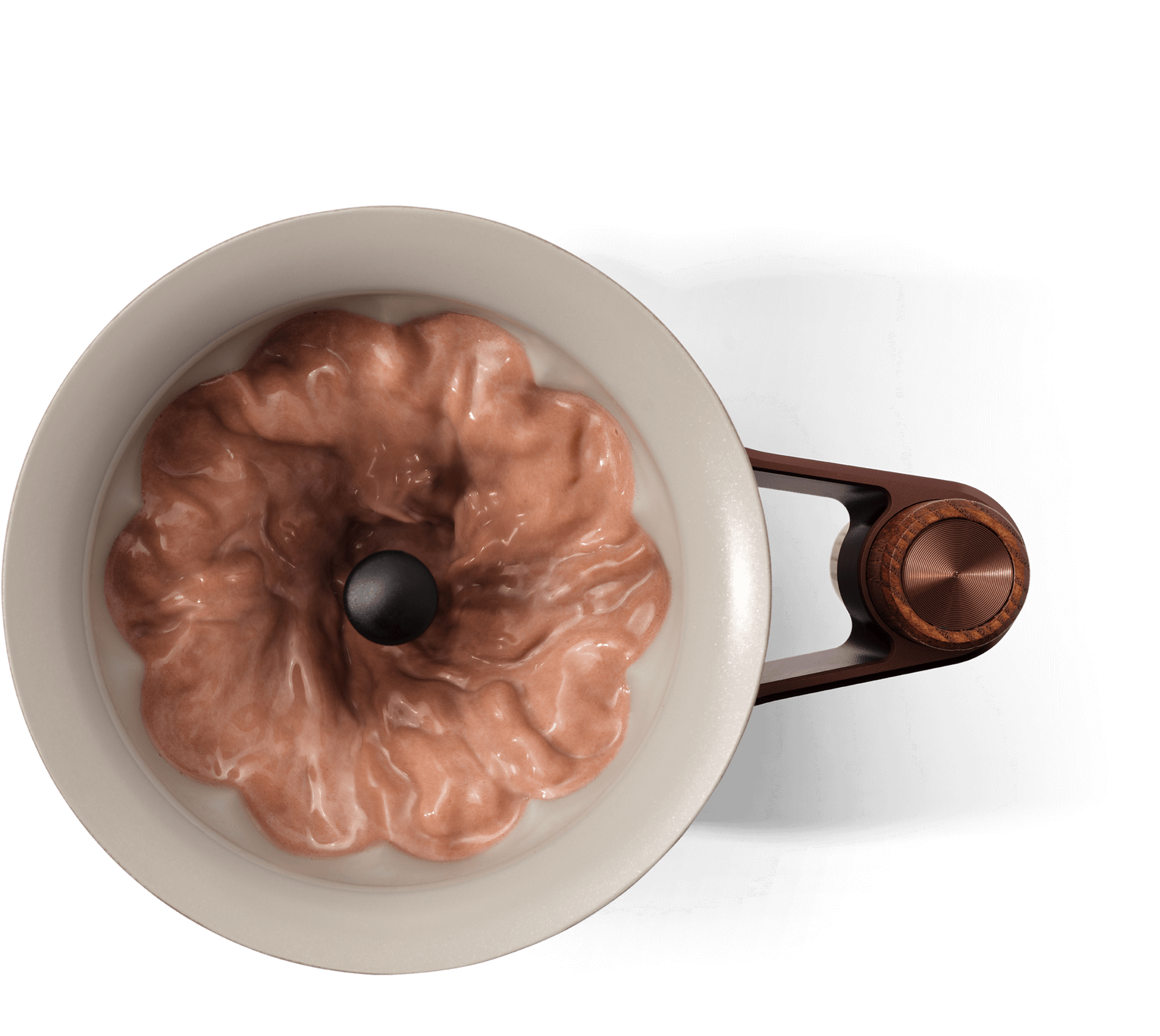 Coffee cup with a brain-shaped design inside, viewed from above