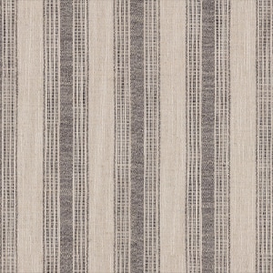 Close-up of a beige fabric with vertical gray and black stripes