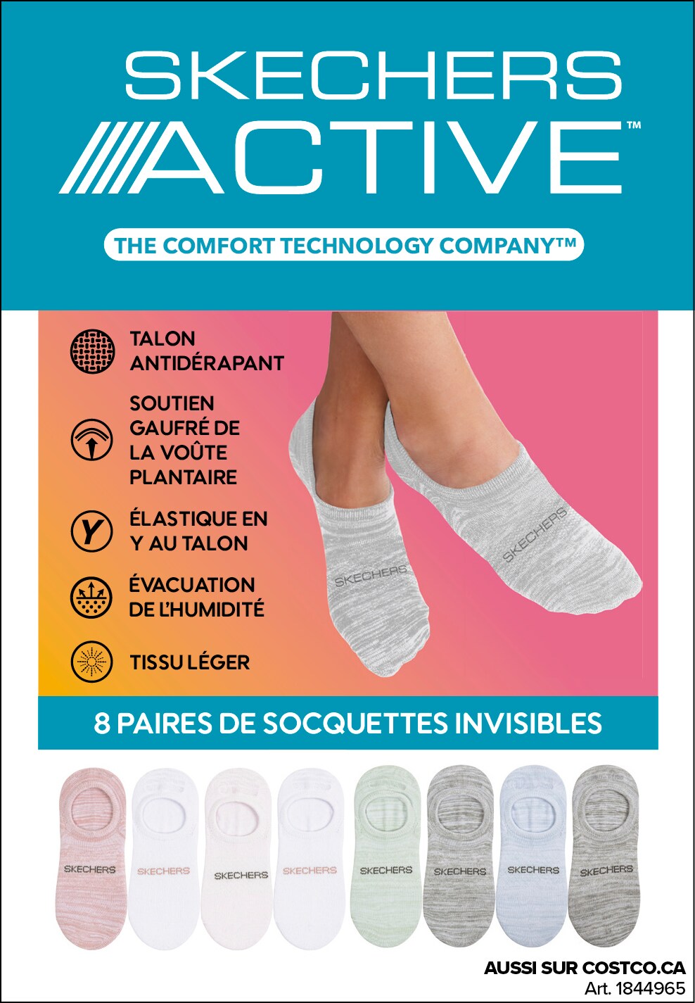 Publicité Skechers pour 8 paires de socquettes invisibles, disponibles chez Costco