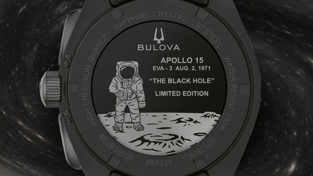 Negro Dial Acero Inoxidable Brazalete Lunar Pilot Black Hole
