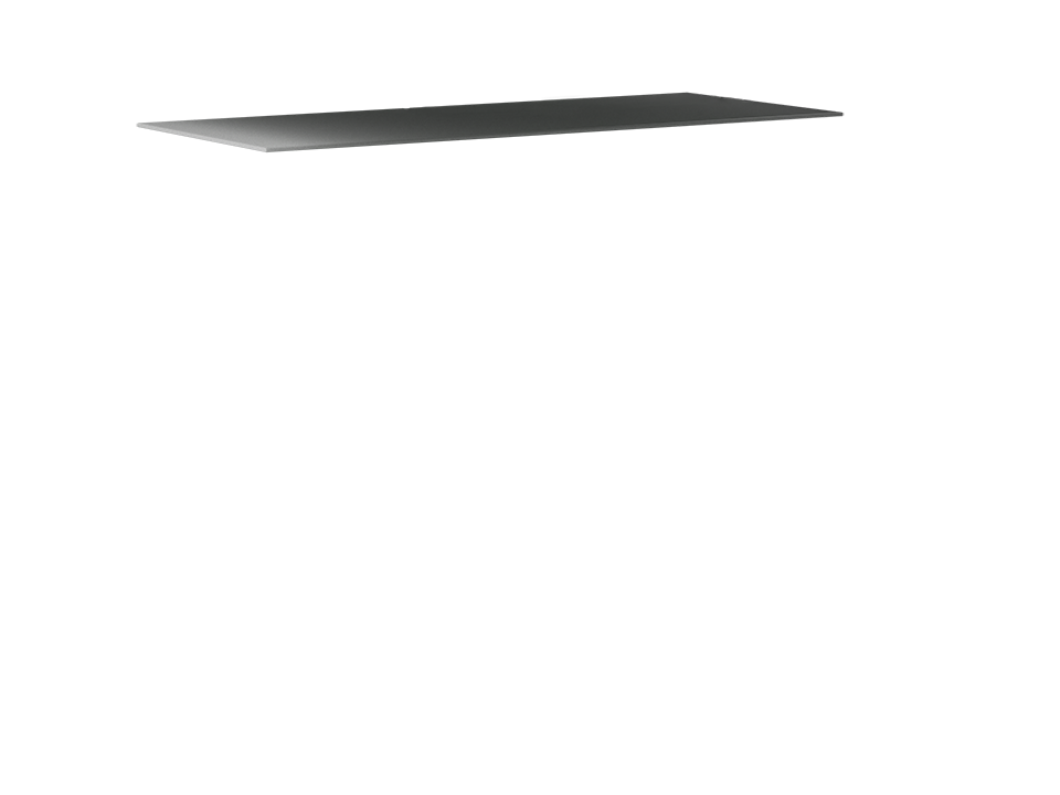 Floating metal shelf on a white background