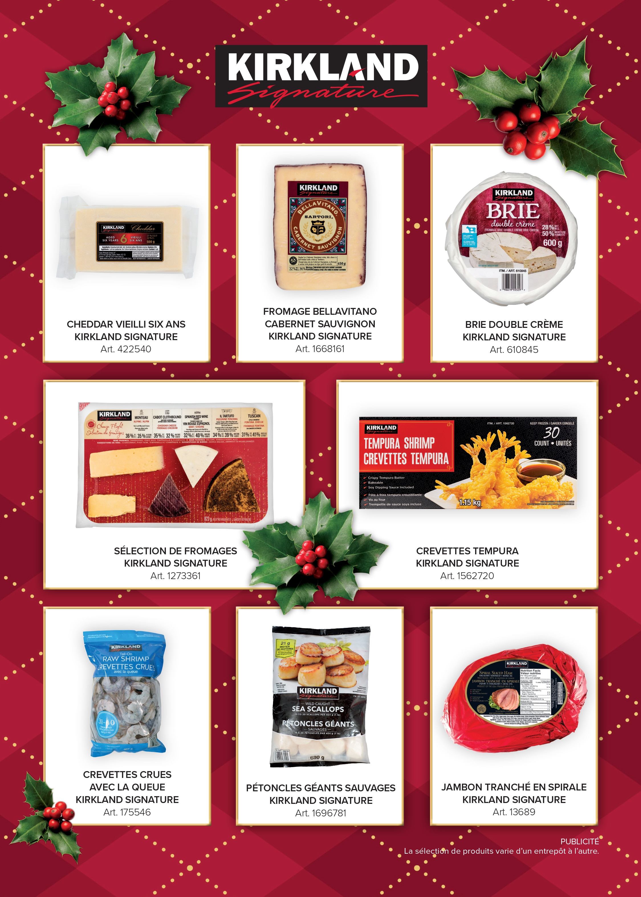 Ad - Publicité pour divers aliments Kirkland Signature.
