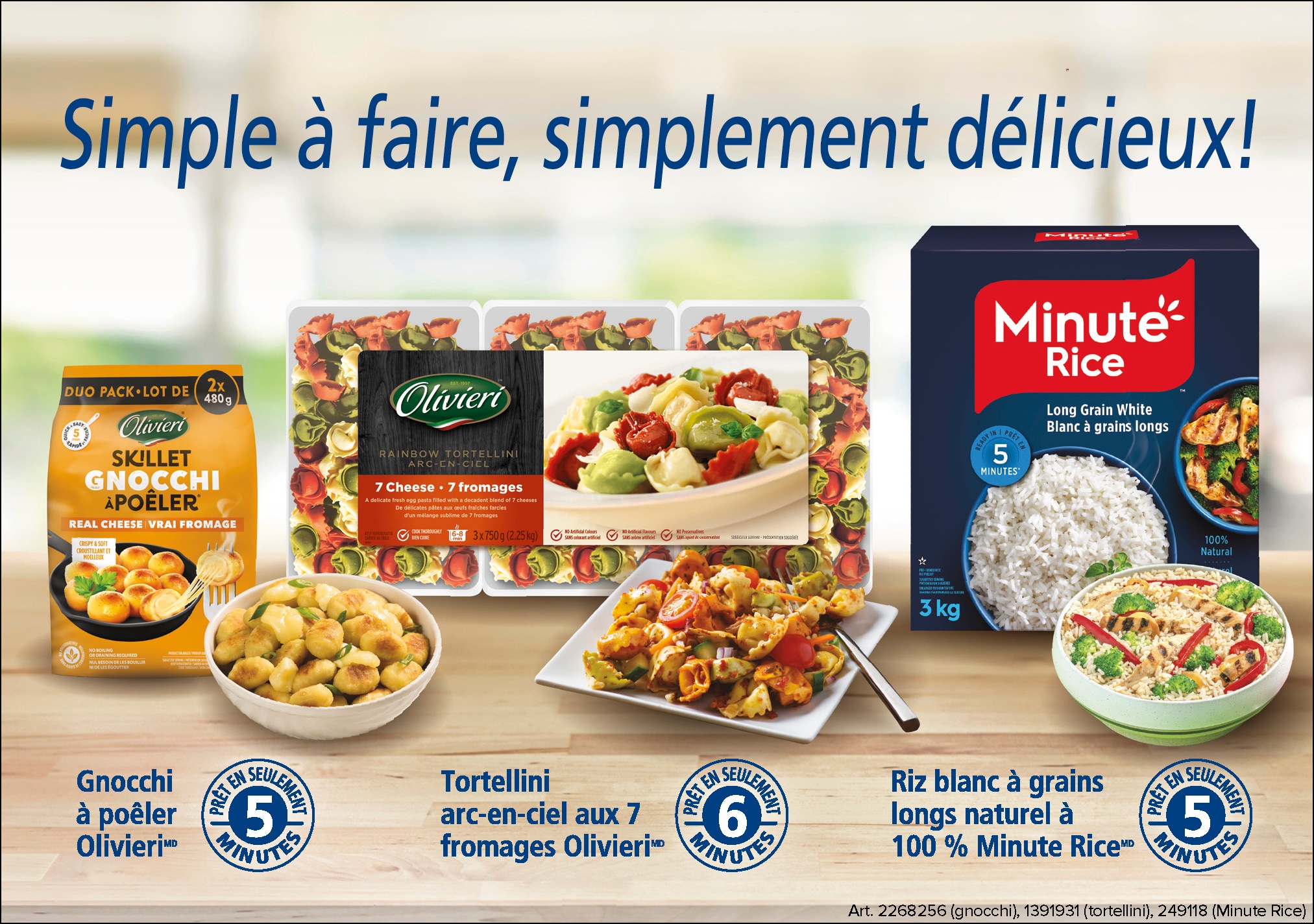 Publicité pour Minute Rice et produits Cheetah, avec plats cuisinés et texte promo