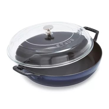 Staub Heritage all day pan with lid in Marin blue color