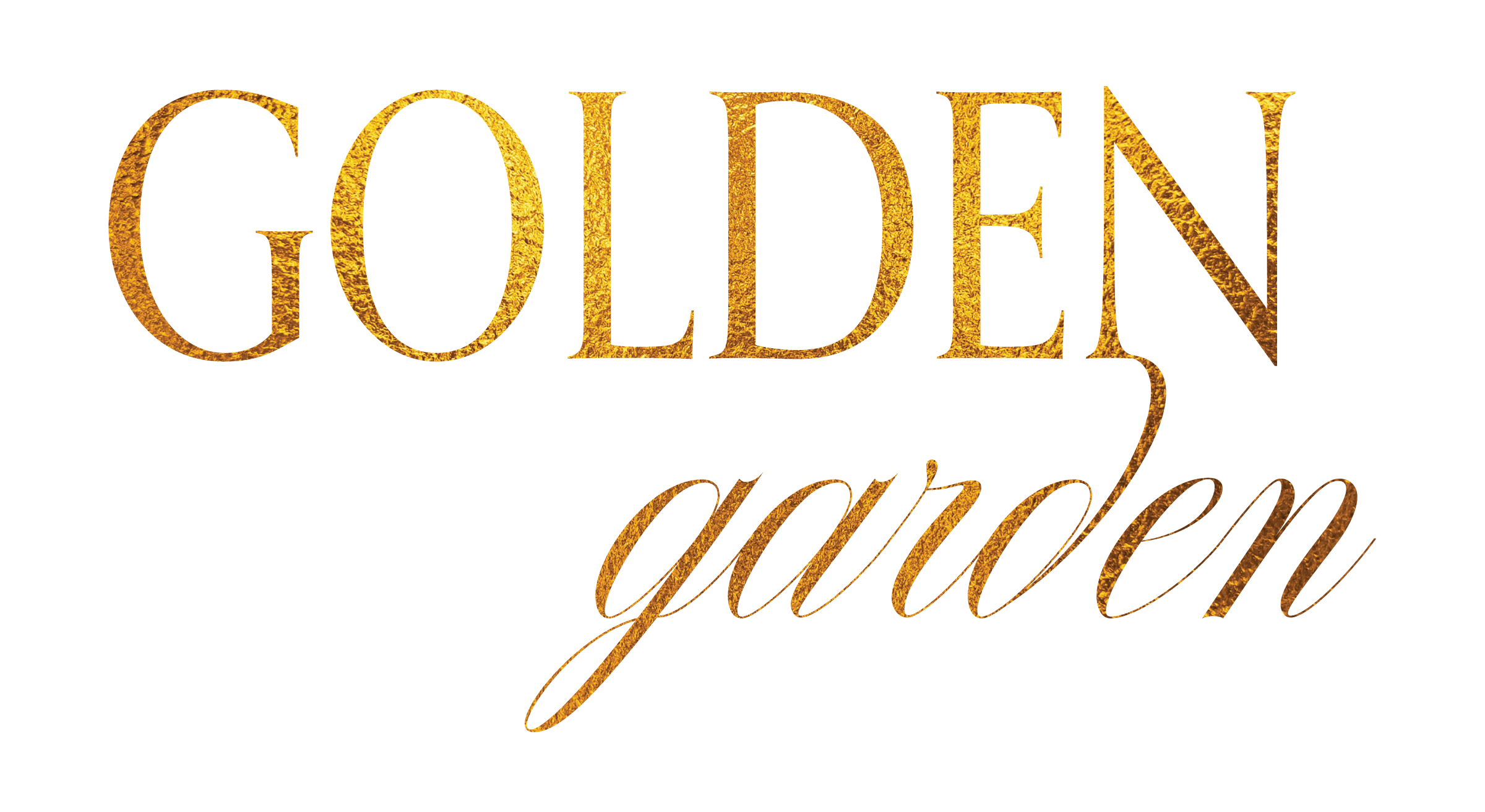 Text 'GOLDEN' in golden sparkly font with glitter effect