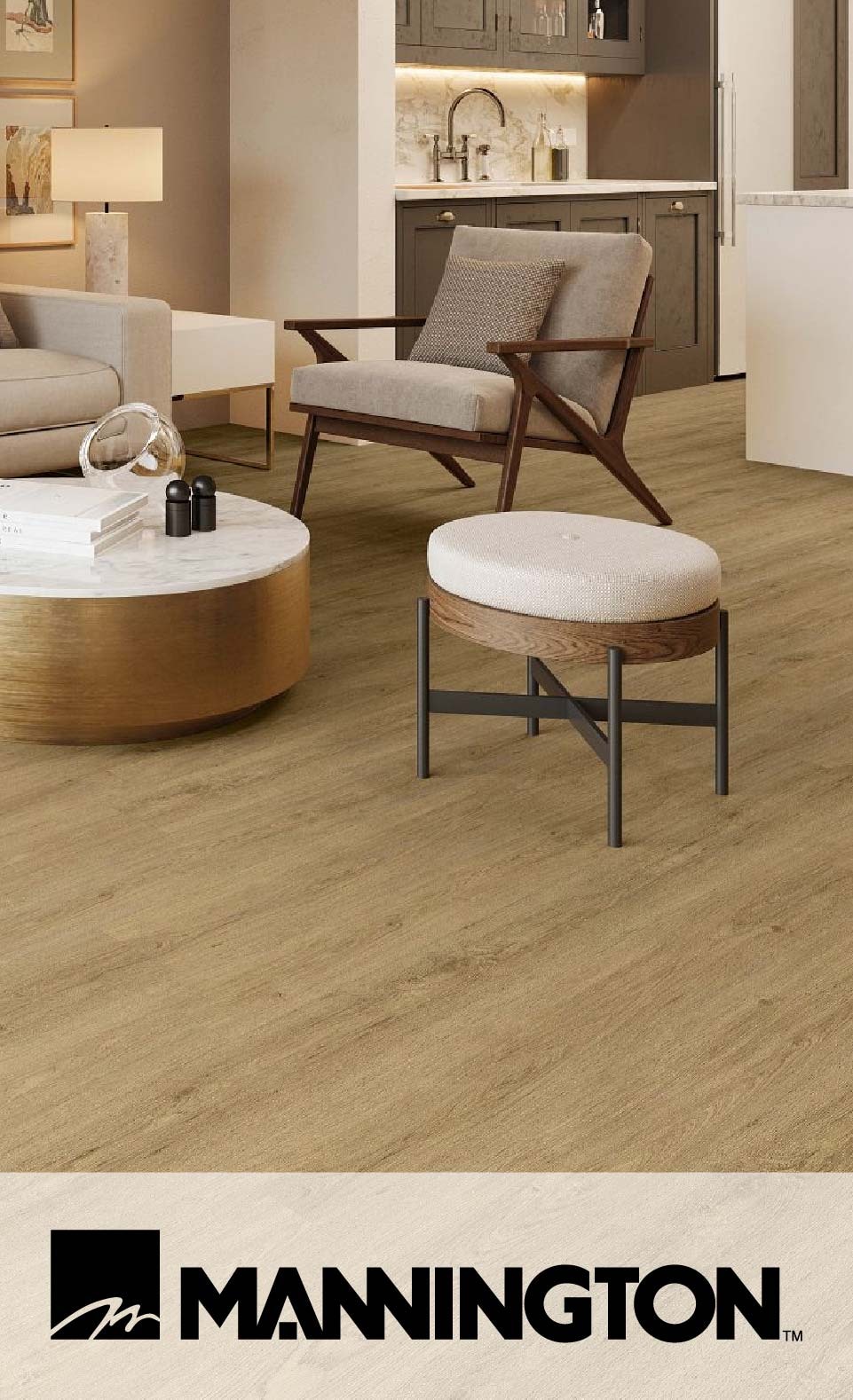 Modern home interior with stylish furniture and Mannington flooring
