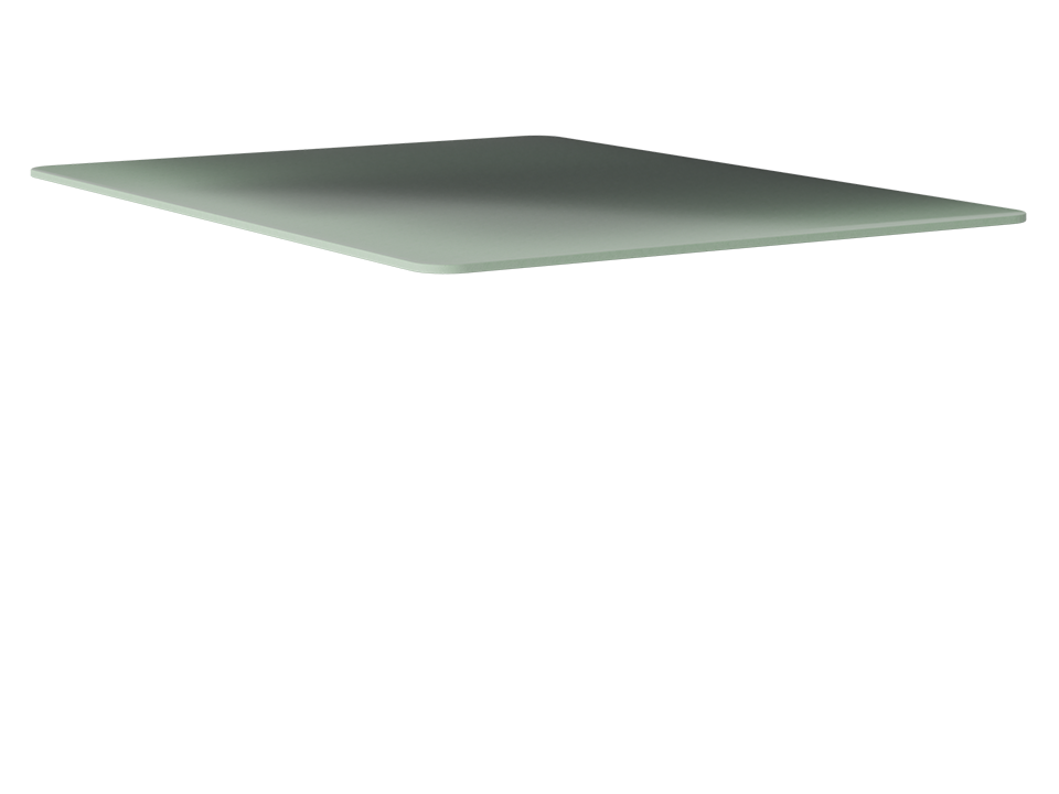A floating white rectangular shelf isolated on a transparent background