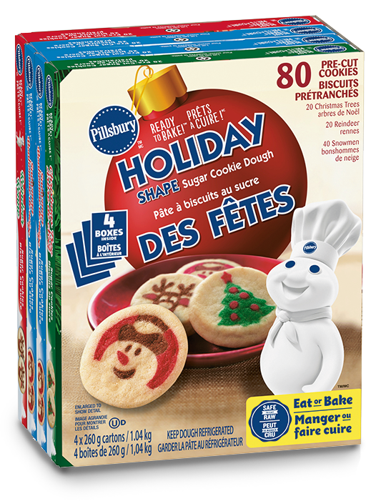 Pillsbury Holiday Shape Sugar Cookie Dough 4-Pack