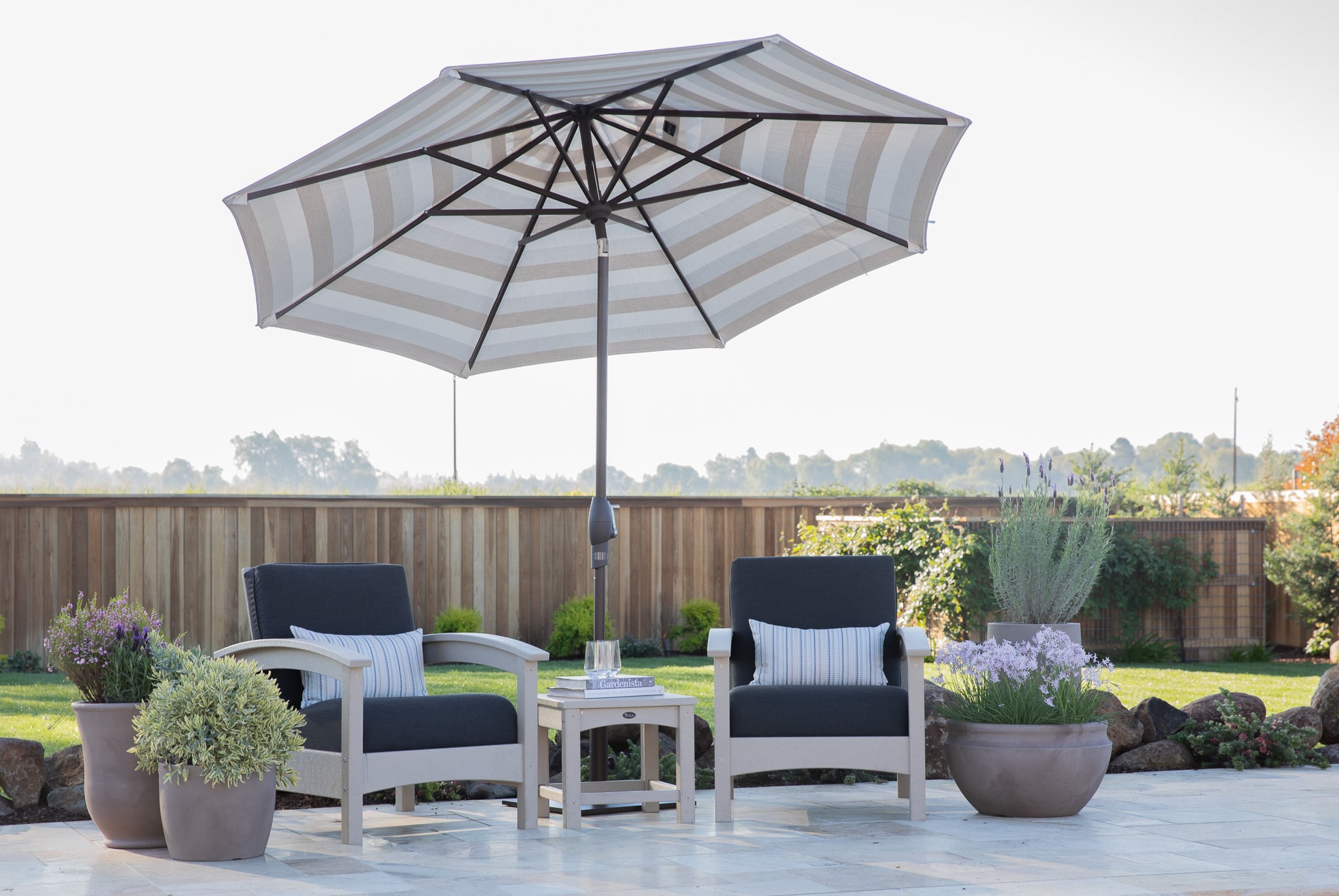 cheap patio furniture with umbrella PHI VILLA Outdoor Dining Set for 4, Folding Chairs 15 Pounds Package Includes 1 x dining table (1 box) 4 x arm chairs (2 boxes) Umbrella is NOT included Instruction Manuals (come with each box) (Decorations on the table are not included) Tips Walsunny 6 Piece Patio Furniture