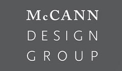 Logo of "McCann Design Group" in white text on a gray background