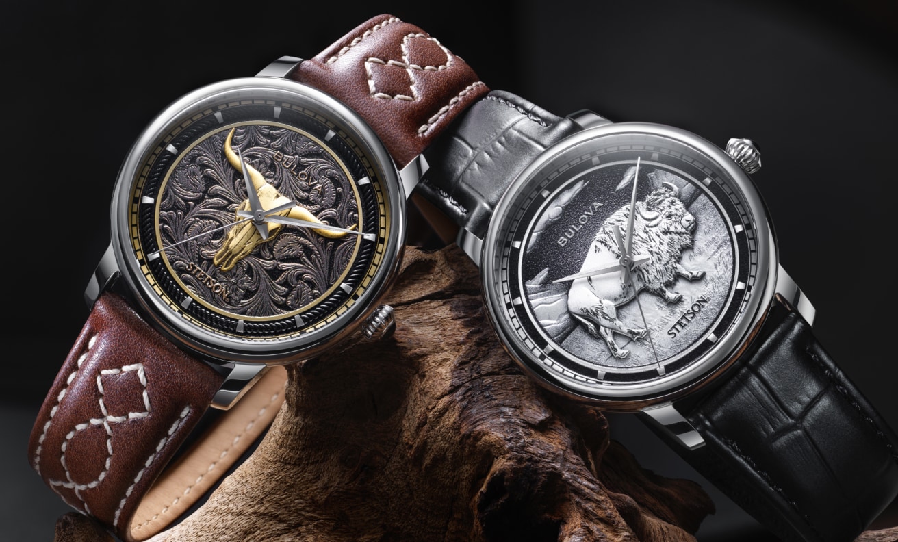 Black Dial Leather Strap Longhorn 96A334 | Bulova
