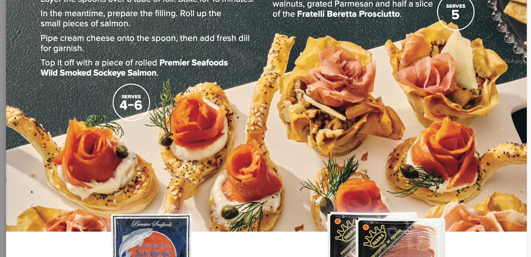 Basil, Ricotta and Walnut Parma Ham  Cocktail Quiches