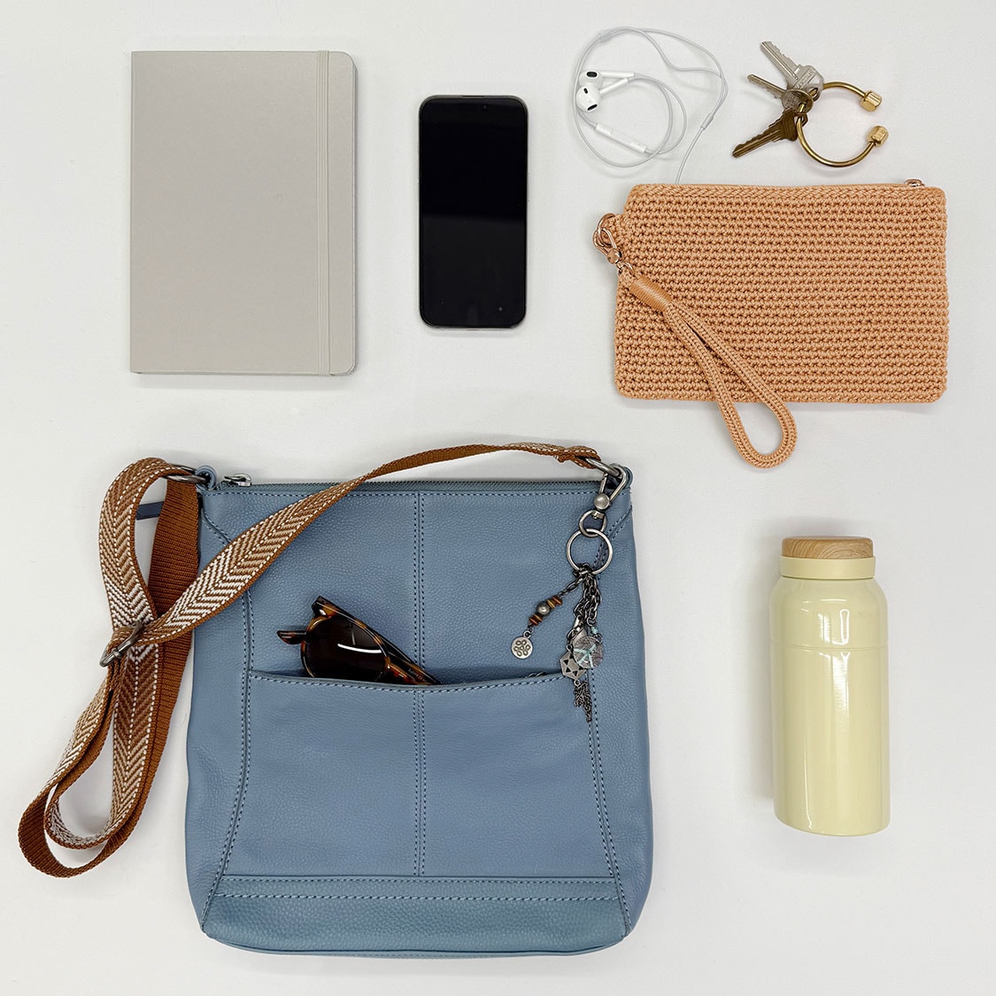 Lucia Crossbody Bag in Mushroom Suede – The Sak