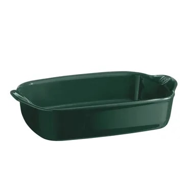 Green rectangular ceramic baking dish