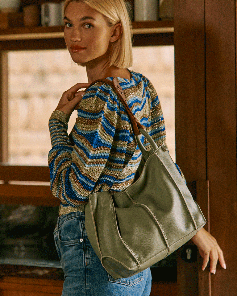 Los Feliz Medium Tote Bag in Indigo Leather – The Sak
