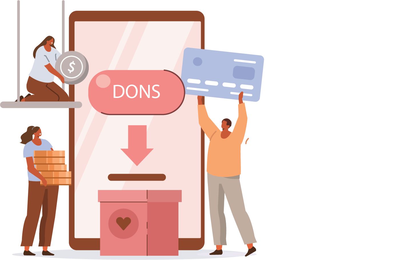 Illustration de personnes faisant des dons en ligne