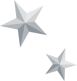Two gray 3D stars on a transparent background