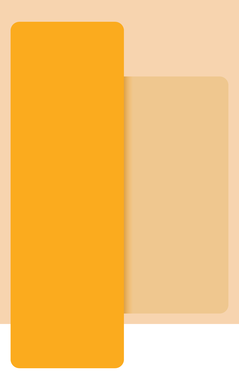 Abstract geometric design with two overlapping rectangles in orange and beige on a cream background