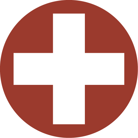 White cross on a red circle