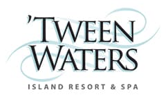 Logo of 'Tween Waters Island Resort & Spa with stylized text