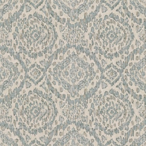 Blue and gray ornate damask pattern fabric