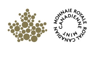 Logo of the Royal Canadian Mint showcasing a stylized maple leaf and bilingual text
