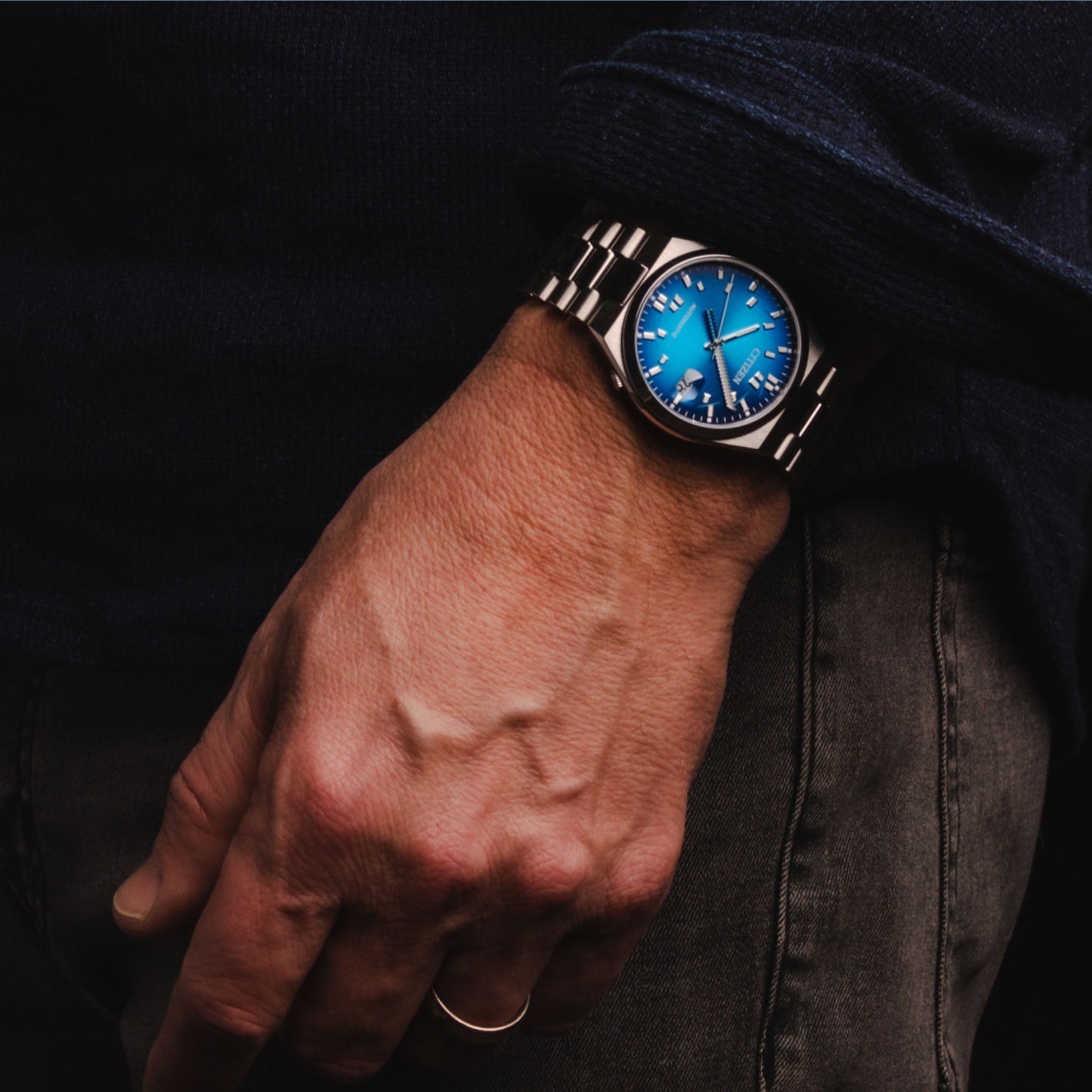 TSUYOSA x seconde/seconde/ Blue Dial Stainless Steel Bracelet