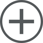 White plus sign in a gray circle