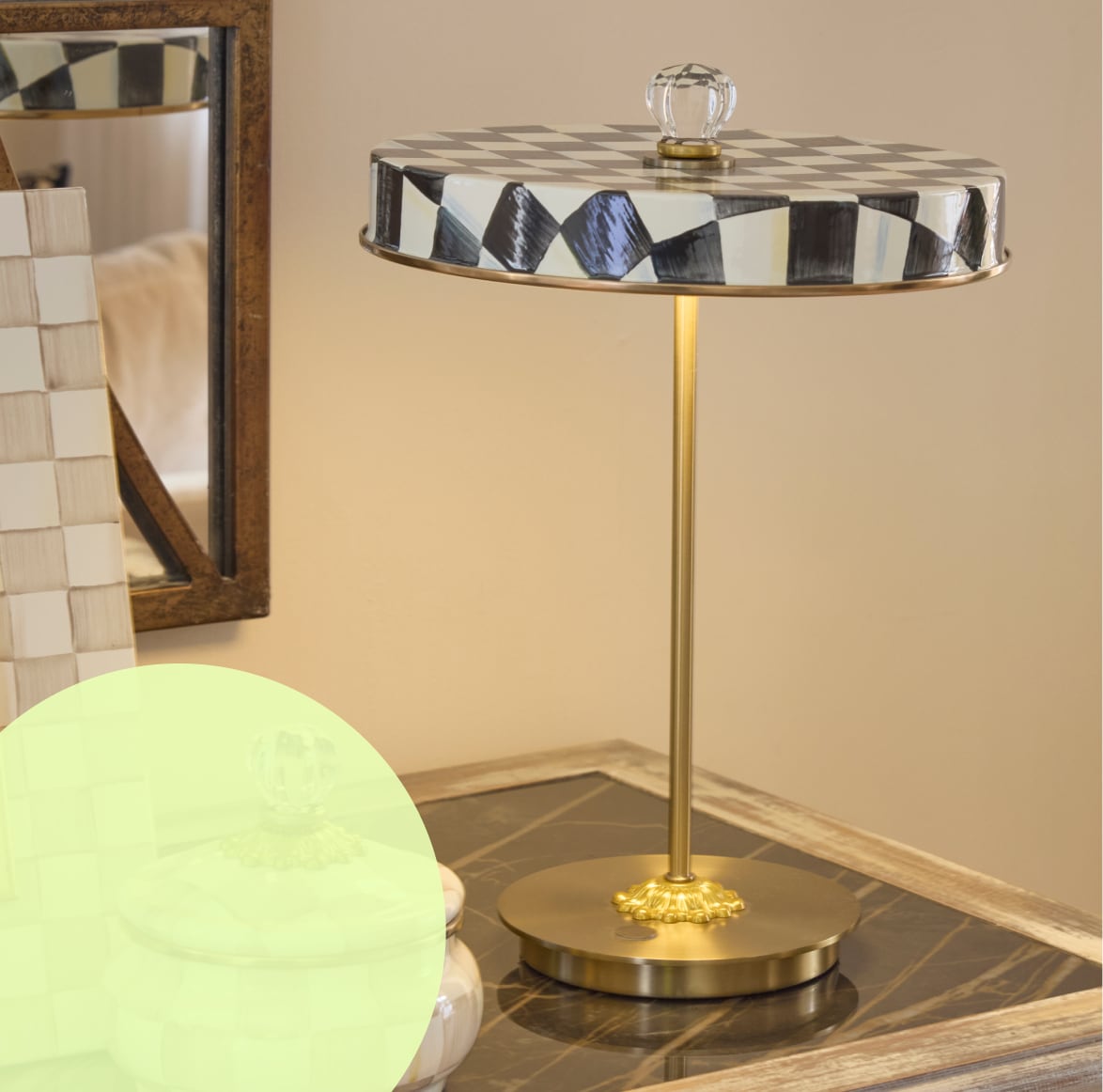 decorate every room for less with courtly check LED rechargeable disk lamp