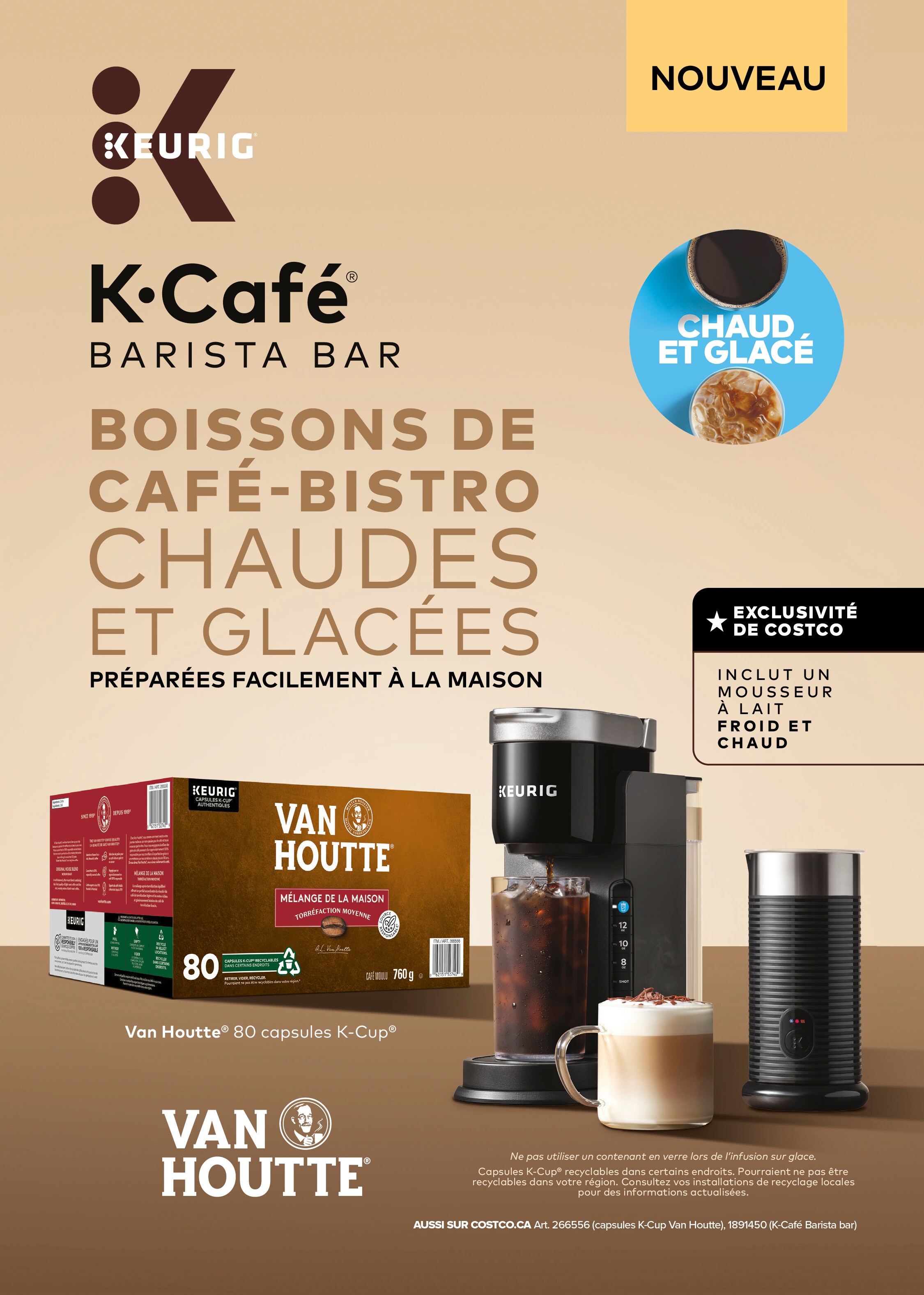 Publicité pour le Keurig K-Café Bar avec machines à café et capsules Van Houtte