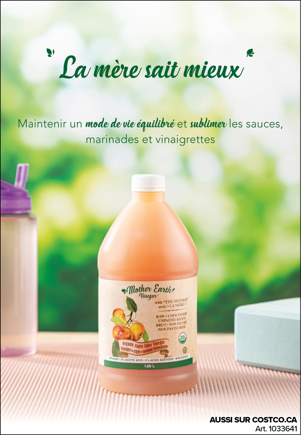 Publicité pour la sauce Kitchen Emulsions avec le slogan "La mère sait mieux", disponible chez Costco