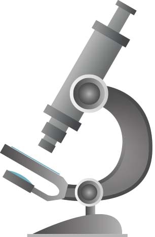 Microscope gris en forme de C, style moderne et simplifié