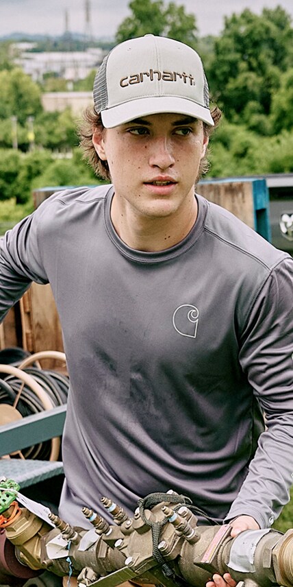 ［パイナップル］carhartt カーディガン　ダークーネイビー・レッド 古着 90s Carhartt ネイビー ダック パデット トラディショナル