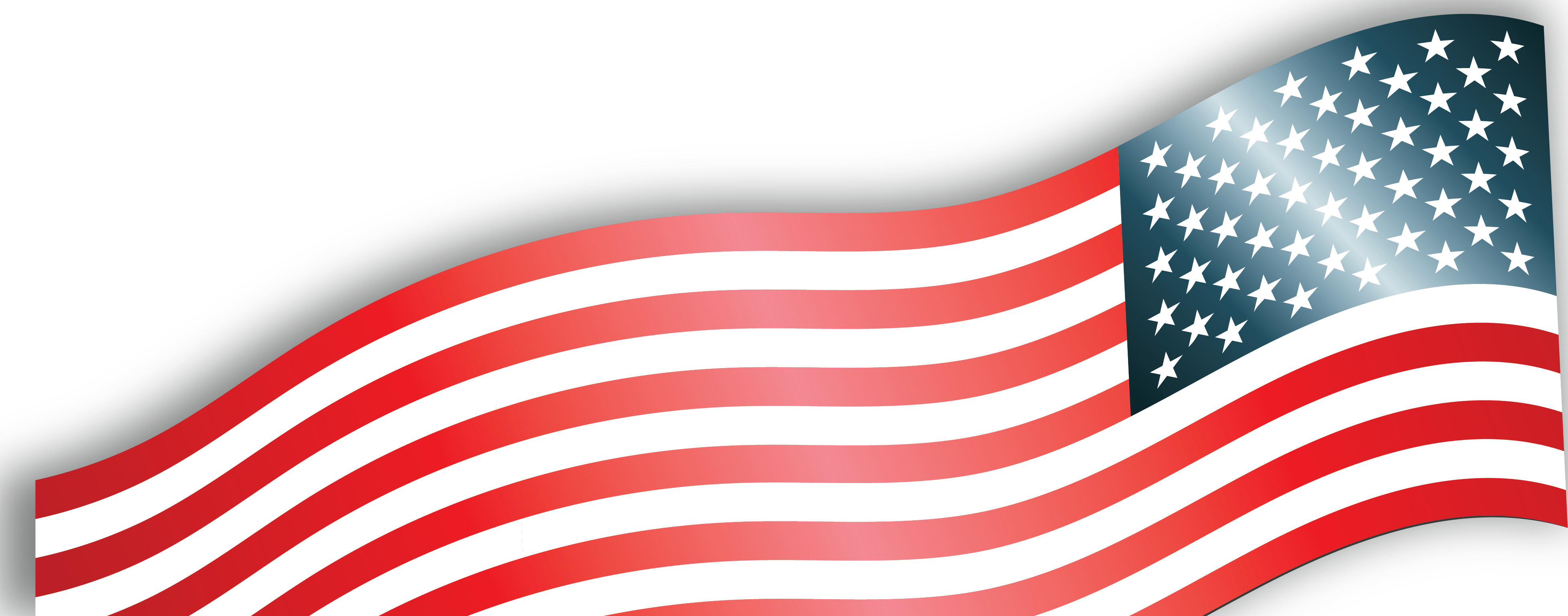 Waving American flag graphic with a transparent background