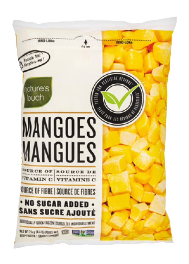 Publicité pour Nature's Touch de mangues congelées, sans sucre ajouté