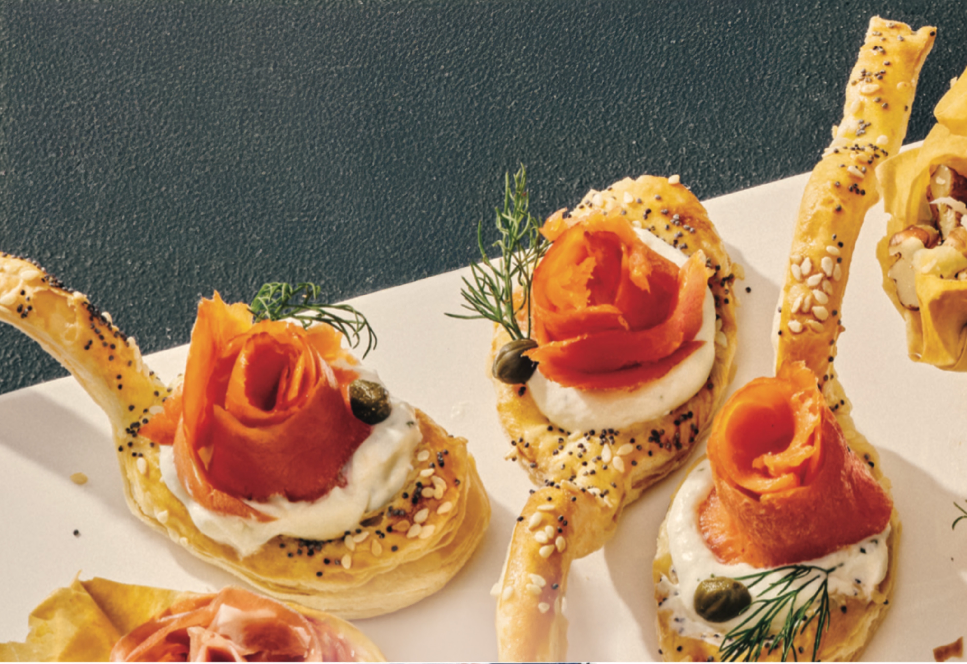 Puff Pastry Spoons with Cheese and Salmon