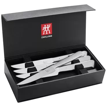 Zwilling Porterhouse steak knives in a black storage case