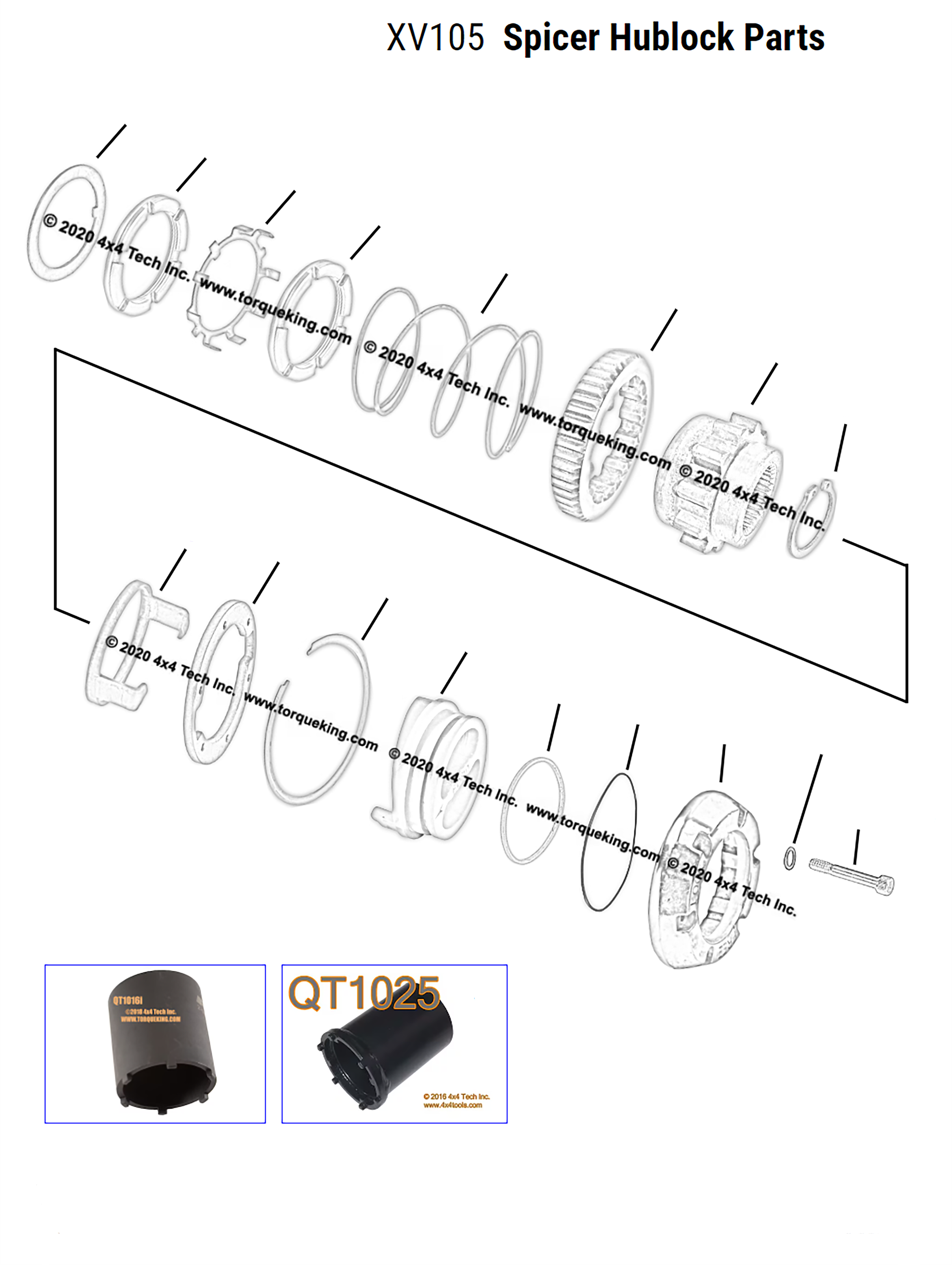 XV1008 Exploded View 1978-1979 Ford F250, F350 Dana 60 Front Axle