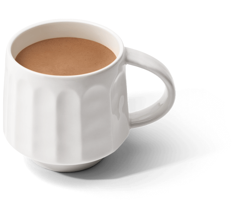 White ceramic coffee mug filled with coffee