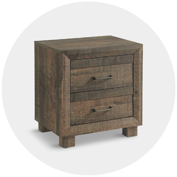 A small wooden nightstand with two drawers, isolated on a white background